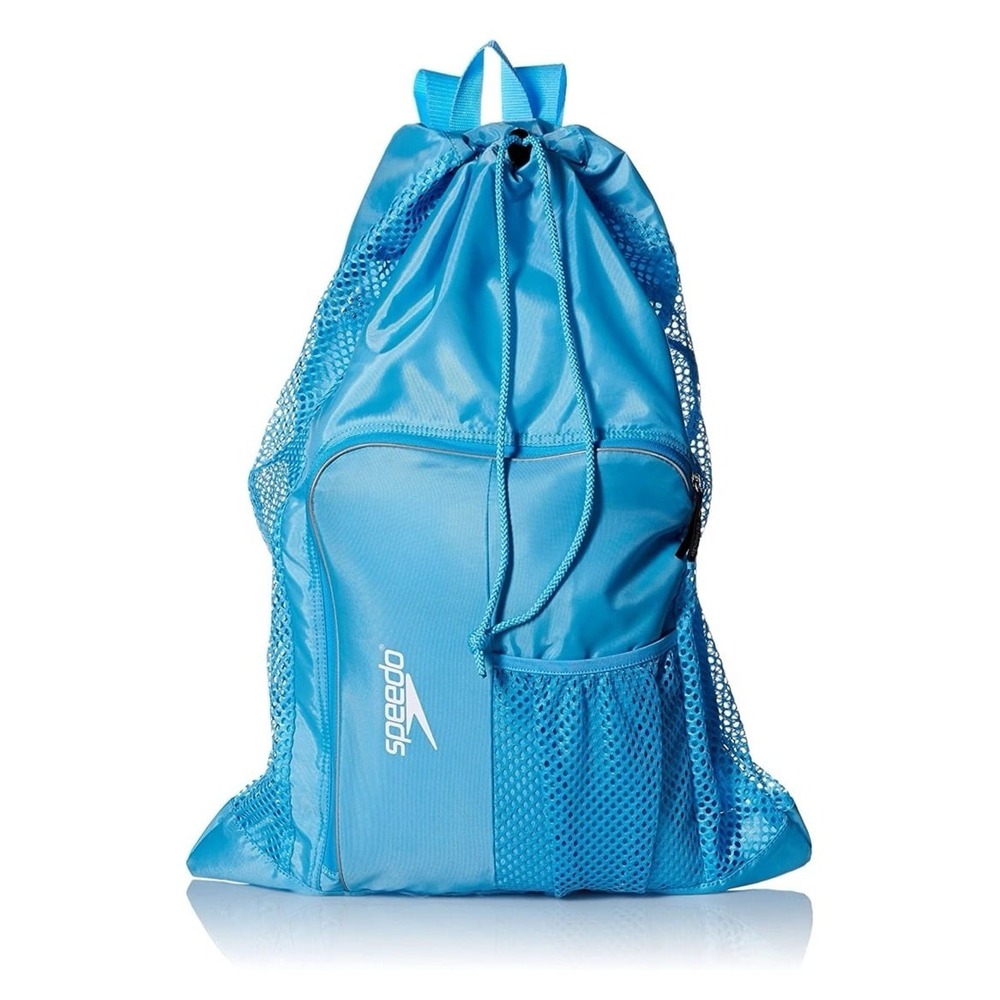 Speedo Deluxe Ventilator Mesh Bag Blue‎ Drawstring Swim Backpack Sporty NWT